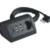 Multipresa da tavolo, 1 presa schuko + 2 bpasso 10/16 a, cavo da 2 mt, 2 prese usb, colore grigio