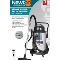 Newton Bidone aspiratore 1400 w, 50 lt, per solidi/liquidi