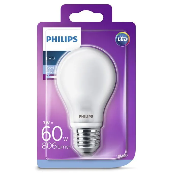Philips lighting Led goccia vetro 60w e27 6500k non dim