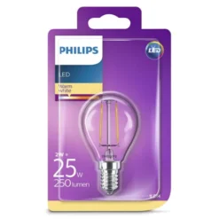 Philips lighting Led sfera chiara filamento 25watt e14 2700k non-di