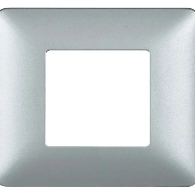 Placca 2 moduli matix, silver