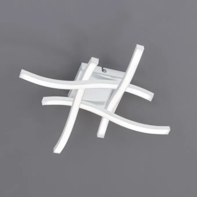 Plafoniera led 4 bacchette ondulate 45,2x45,2xh.7 cm, smd led integrato 4 x 5 watt