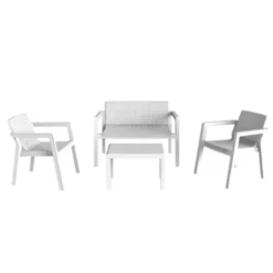 Plastmeccanica Set da giardino riviera, in resina effetto juta, Colore bianco
