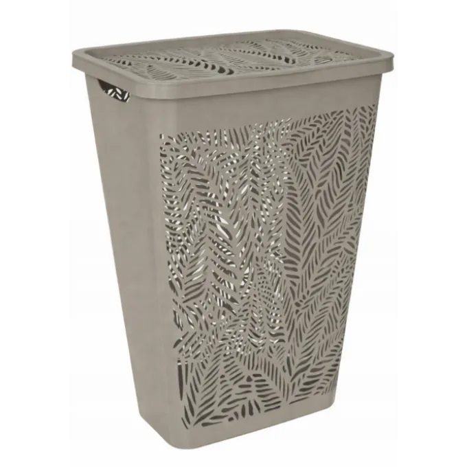 Portabiancheria jungle 55 lt, in plastica, 41,5x34xh.59 cm, colore tortora
