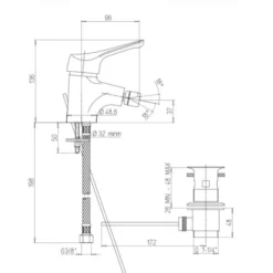 Rubinetto miscelatore monoforo per bidet, linea Alfa, finitura cromo