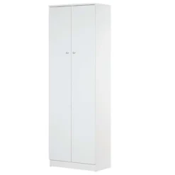 Sarmog Armadio 2 ante, in legno truciolare, 4 ripiani, maniglie in plastica satinate, 62x34xh.183 cm, colore bianco
