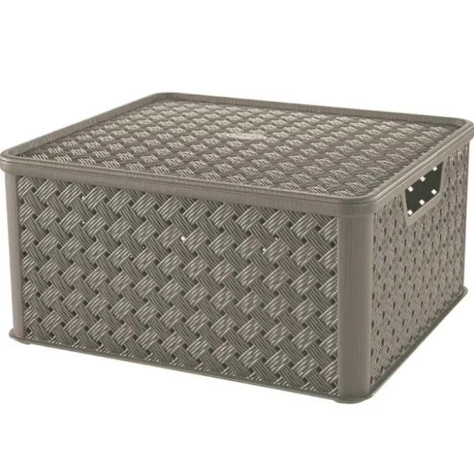 Scatola grande traforata arianna con coperchio da 13 litri, 29 x 33,2 x h 16,5 cm, talpa