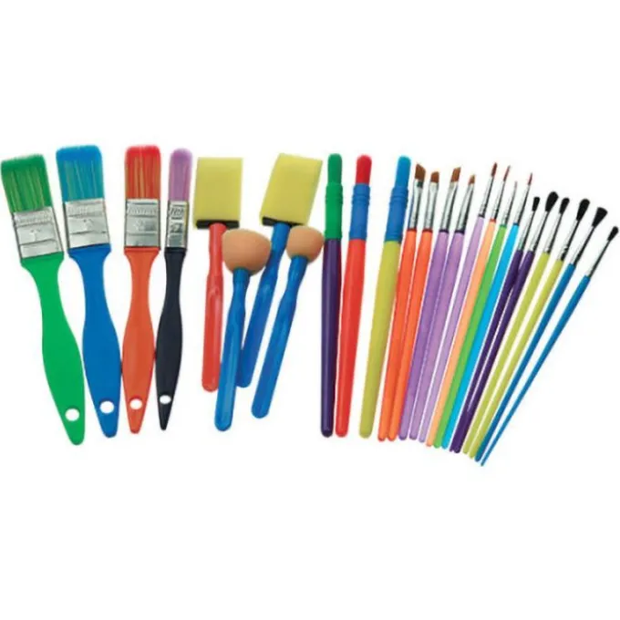 Set 25 pennelli e tamponi arcobaleno