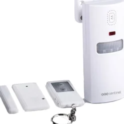 Sistema di allarme easy alarm wireless, 1 rilevatore di movimento, 1 telecomando, 1 sensore porta/finestra, 2 strisce adesive biadesive