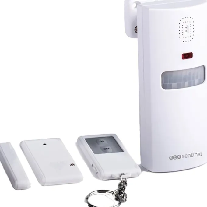 Sistema di allarme easy alarm wireless, 1 rilevatore di movimento, 1 telecomando, 1 sensore porta/finestra, 2 strisce adesive biadesive