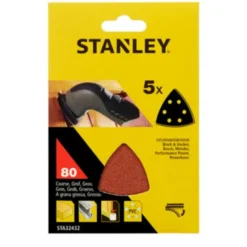 Stanley Fogli abrasivi, per levigatrice, grana 80, 5 pezzi