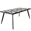 Tavolo cosmo da giardino in acciaio con piano in ceramica decorato grigio scuro
