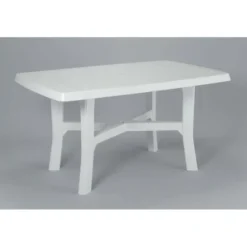 Tavolo ovale rodano in resina, gambe incrociate, cm 138x88xh.72, colore bianco