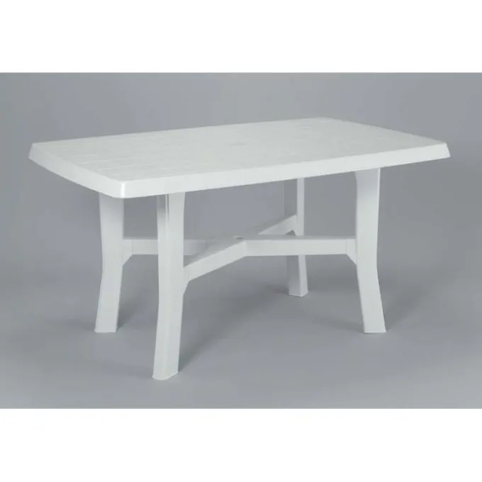 Tavolo ovale rodano in resina, gambe incrociate, cm 138x88xh.72, colore bianco