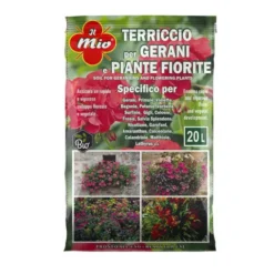 Terriflora Terriccio biologico per gerani e piante fiorite, 20 lt