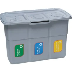 Toomax Pattumiera per la raccolta differenziata da 75 lt, cm 75x37xh.50, colore grigio