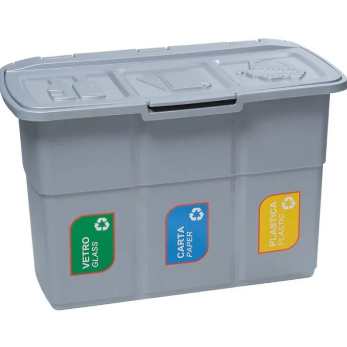 Toomax Pattumiera per la raccolta differenziata da 75 lt, cm 75x37xh.50, colore grigio