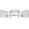 Toomax Set salottino giardino lavinia, in resina, 1 divano 122x65xh.76 cm, 2 poltrone 63x65xh.76 cm, tavolo 76x58xh.41 cm, colore bianco