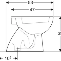 Vaso wc a pavimento geberit colibrì dimensioni 53 x 36 x h.39 cm